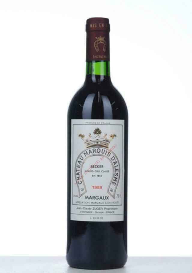 Chateau Marquis D'alesme Becker 1989